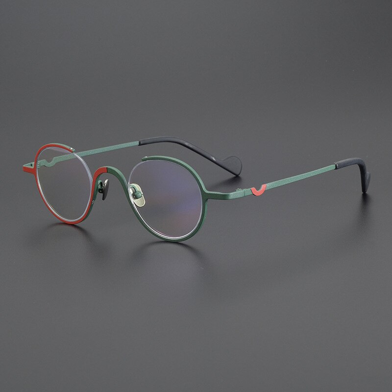 Gatenac Unisex Semi Rim Irregular Round Titanium Eyeglasses Gxyj1001 Semi Rim Gatenac