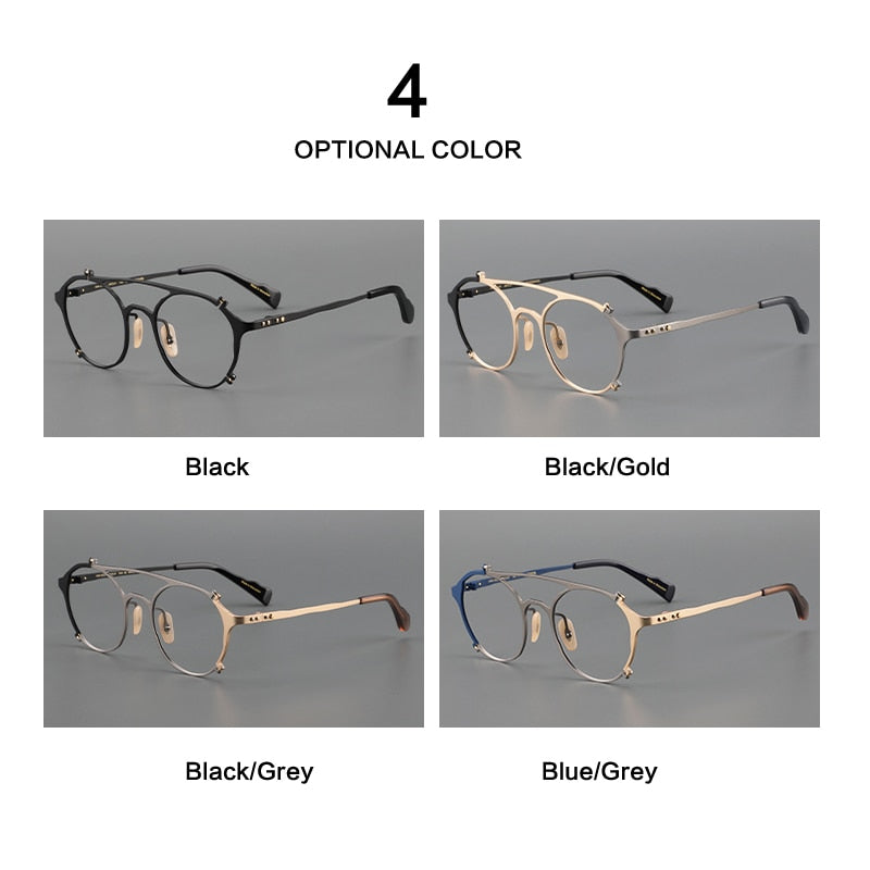 Muzz Unisex Full Rim Oval Double Bridge Titanium Eyeglasses 0027 Full Rim Muzz