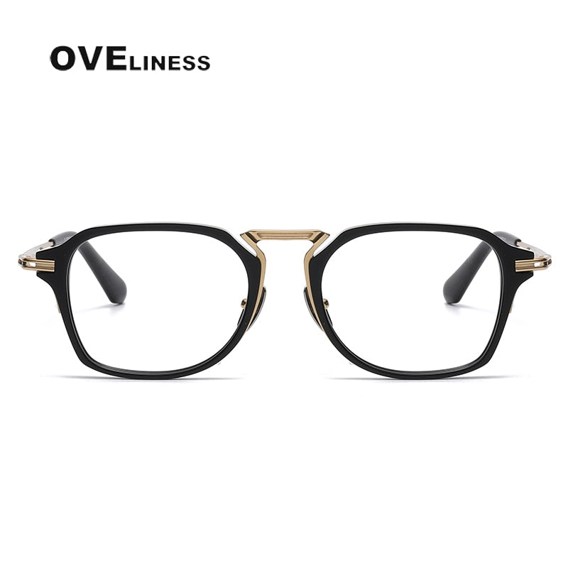 Oveliness Unisex Full Rim Square Acetate Titanium Eyeglasses Dtx413 Full Rim Oveliness