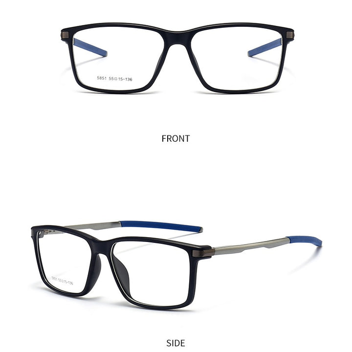Gmei Men's TR 90 Square Aluminum Magnesium Sport Frame Eyeglasses 5851 Full Rim Gmei Optical C5