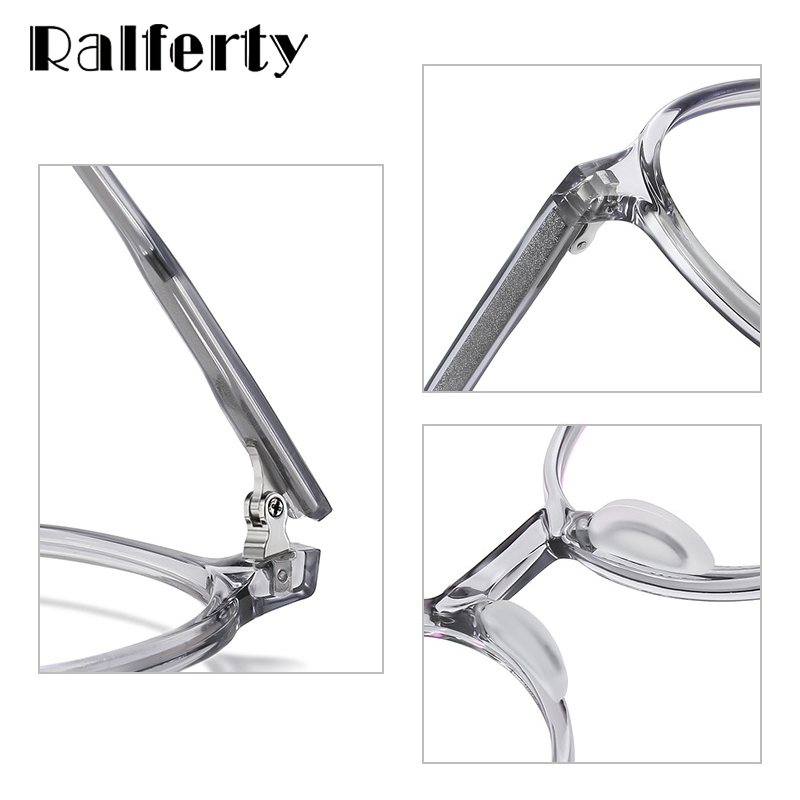Ralferty Women's Full Rim Round Tr 90 Acetate Eyeglasses D204 Full Rim Ralferty