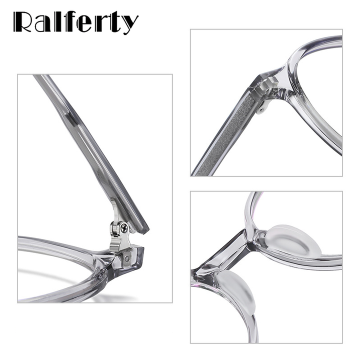 Ralferty Women's Full Rim Round Tr 90 Acetate Eyeglasses D204 Full Rim Ralferty