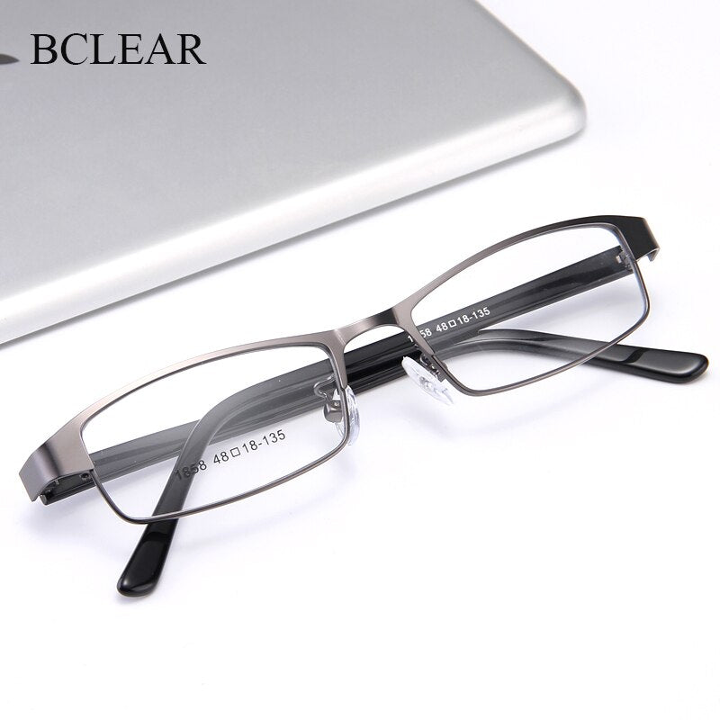 Bclear Men's Full Rim Small Rectangle Alloy Acetate Frame Eyeglasses My1858 Full Rim Bclear