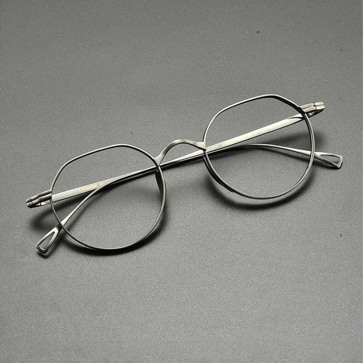 Gatenac Unisex Full Rim Oval Round Titanium Eyeglasses Gxyj832 Full Rim Gatenac Gun
