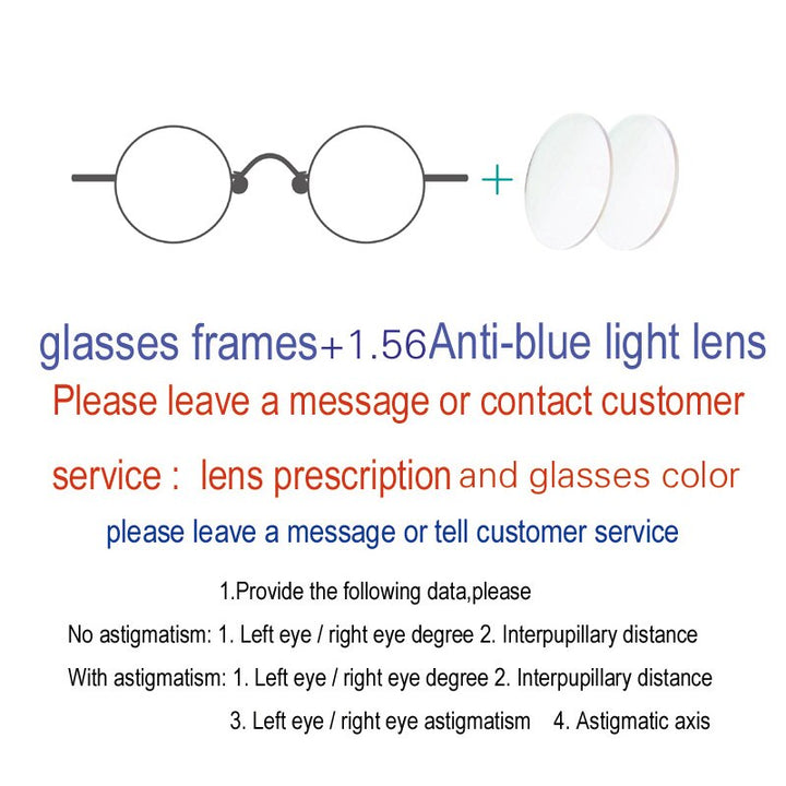 Yujo Unisex Full Rim Oval Round Titanium Eyeglasses Customized Lens Options Full Rim Yujo 1.56lens China