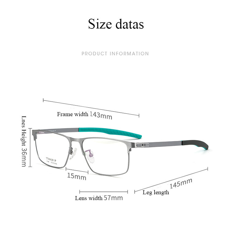 Bclear Men's Full Rim Square Titanium Frame Eyeglasses Bsf1981 Full Rim Bclear