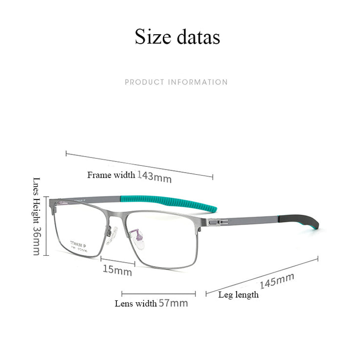 Bclear Men's Full Rim Square Titanium Frame Eyeglasses Bsf1981 Full Rim Bclear