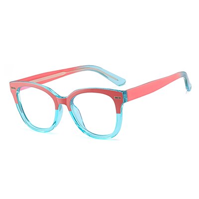 Ralferty Women's Full Rim Square Tr 90 Acetate Eyeglasses F82031 Full Rim Ralferty China C4 Pink Blue 