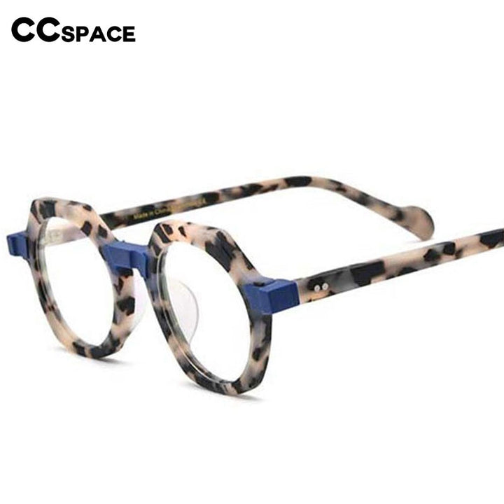 CCspace Unisex Full Rim Irregular Round Acetate Eyeglasses 54700 Full Rim CCspace