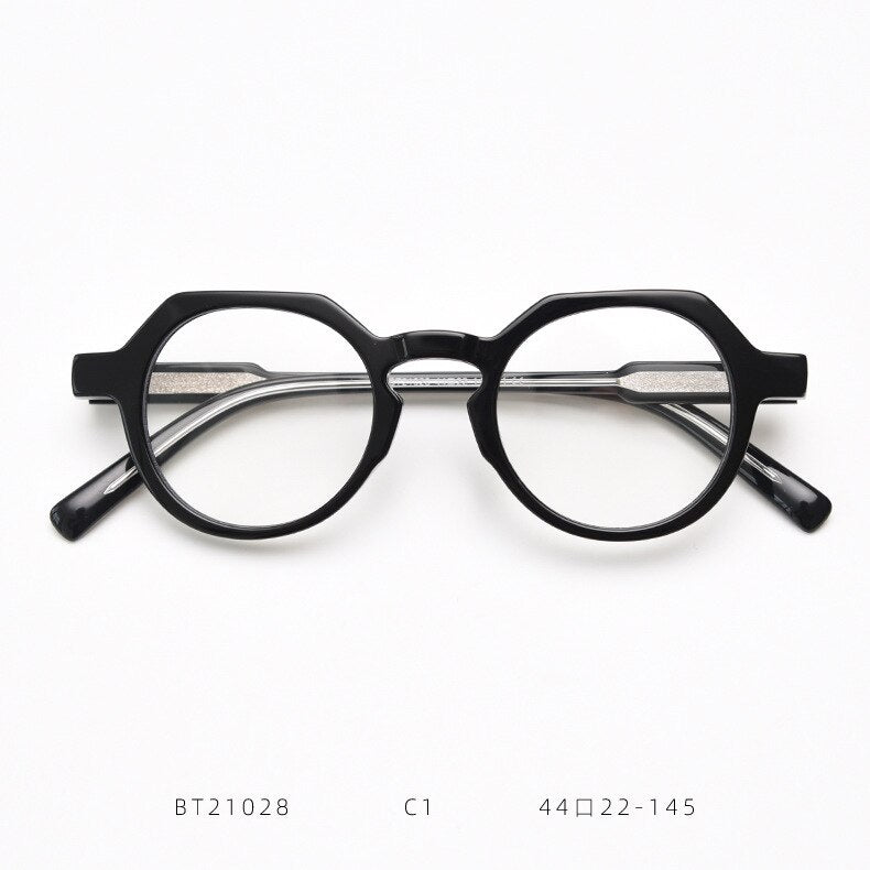 CCspace Unisex Full Rim Polygon Acetate Eyeglasses 55273 Full Rim CCspace Black China