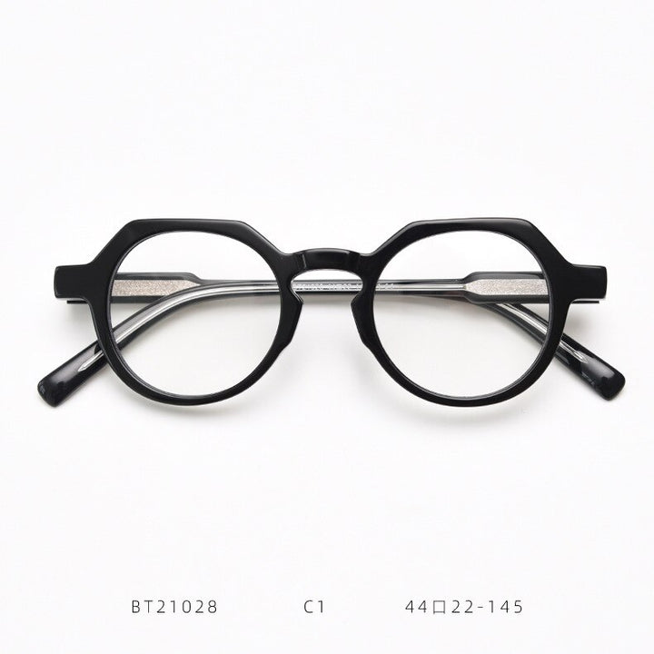 CCspace Unisex Full Rim Polygon Acetate Eyeglasses 55273 Full Rim CCspace Black China
