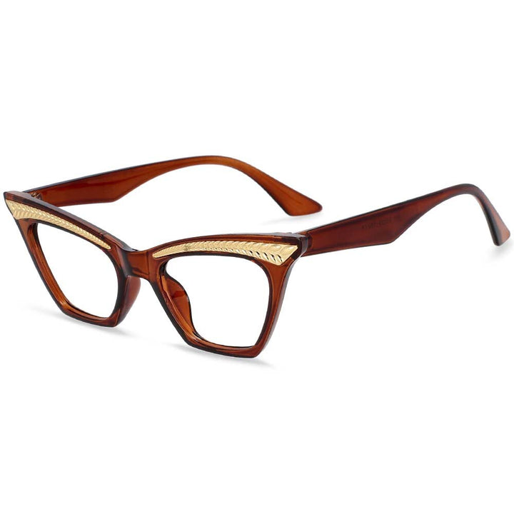 CCspace Unisex Full Rim Square Cat Eye Resin Frame Eyeglasses 54373 Full Rim CCspace China Tea