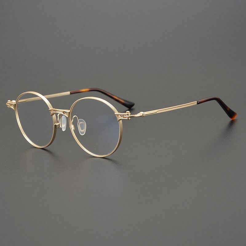 Gatenac Unisex Full Rim Round Titanium Frame Eyeglasses Gxyj760 Full Rim Gatenac Gold