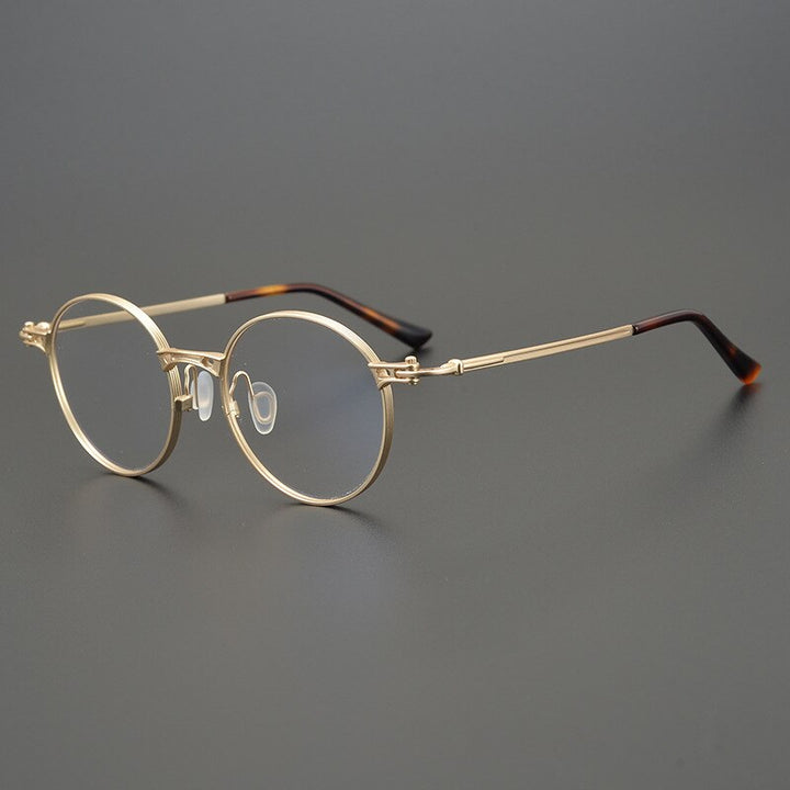 Gatenac Unisex Full Rim Round Titanium Frame Eyeglasses Gxyj760 Full Rim Gatenac Gold