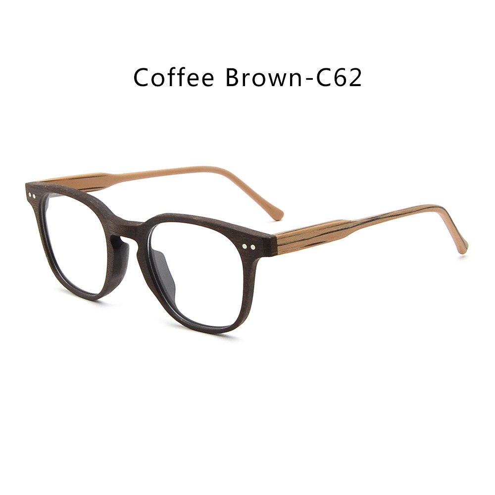Hdcrafter Men's Full Rim Square Bamboo Wood Eyeglasses M9205 Full Rim Hdcrafter Eyeglasses Coffee Brown-C62