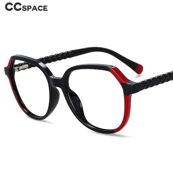 CCspace Unisex Full Rim Polygonal Tr 90 Titanium Eyeglasses 55708 Full Rim CCspace