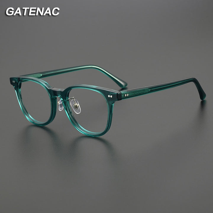 Gatenac Unisex Full Rim Round Square Acetate Eyeglasses Gxyj1042 Full Rim Gatenac