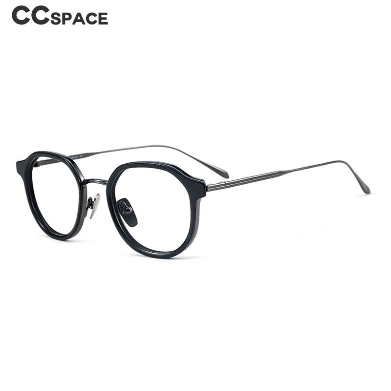 CCspace Unisex Full Rim Square Cat Eye Acetate Titanium Eyeglasses 55740 Full Rim CCspace