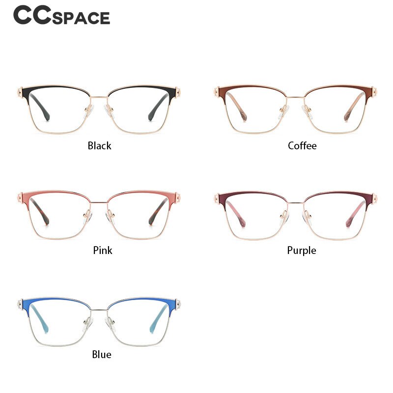 CCspace Women's Full Rim Square Acetate Alloy Eyeglasses 55605 Full Rim CCspace