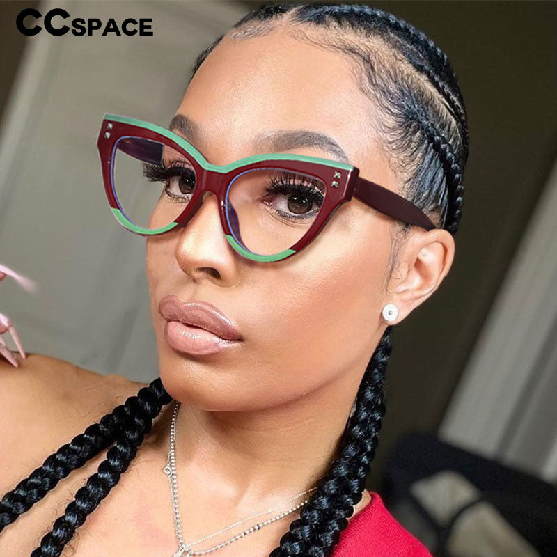 CCspace Women's Full Rim Big Cat Eye Acetate Eyeglasses S55337 Full Rim CCspace