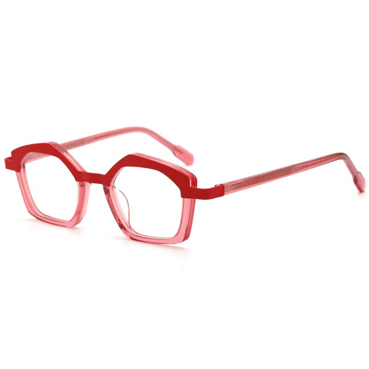 Muzz Unisex Full Rim Polygon Square Acetate Alloy Eyeglasses 1175 Full Rim Muzz C3