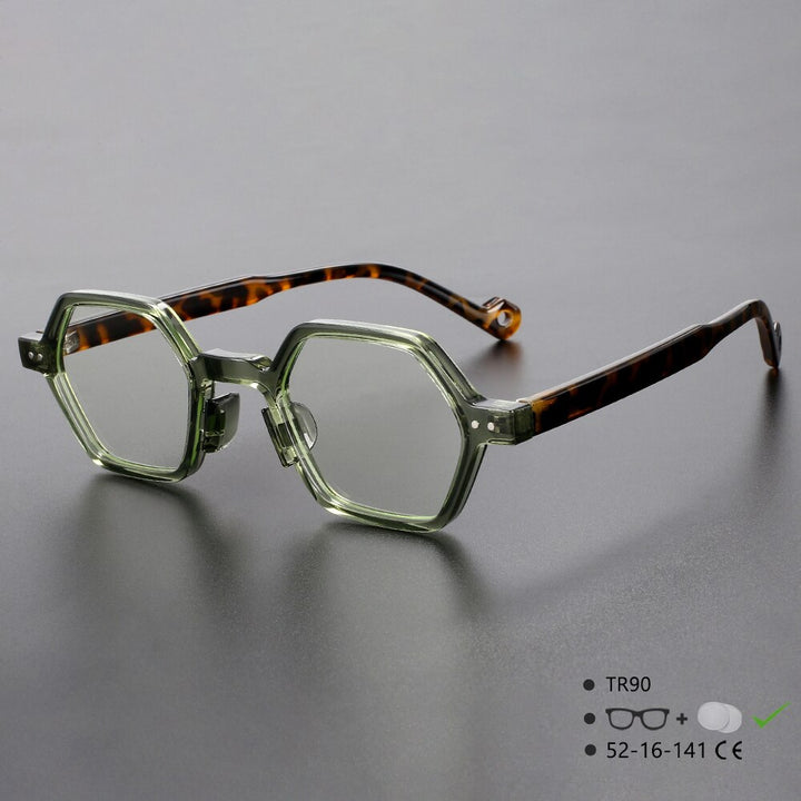 CCspace Unisex Full Rim Polygonal Tr 90 Acetate Eyeglasses 54565 Full Rim CCspace C7F China