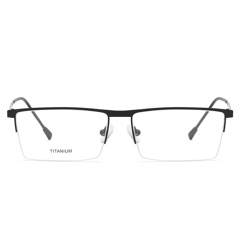 Zirosat Men's Semi Rim Square Titanium Eyeglasses P8826 Semi Rim Zirosat