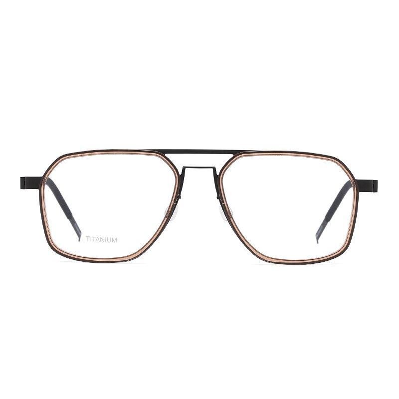 Zirosat Unisex Full Rim Polygon Double Bridge Titanium Acetate Eyeglasses 9753 Full Rim Zirosat