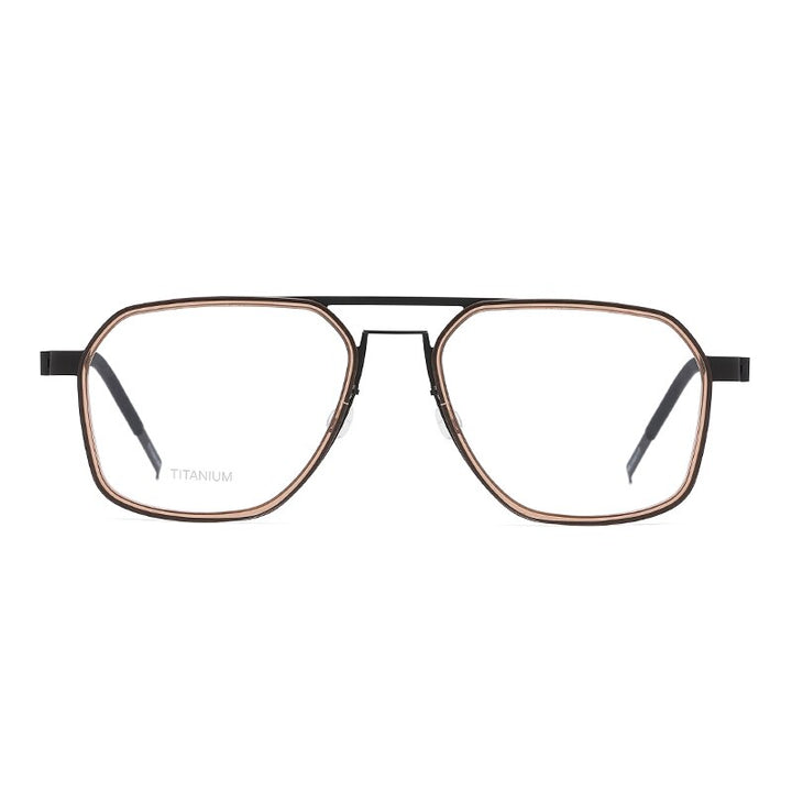 Zirosat Unisex Full Rim Polygon Double Bridge Titanium Acetate Eyeglasses 9753 Full Rim Zirosat