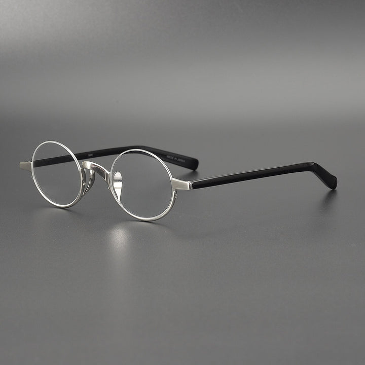 Muzz Men's Semi Rim Round Titanium Frame Eyeglasses M70703 Semi Rim Muzz Silver