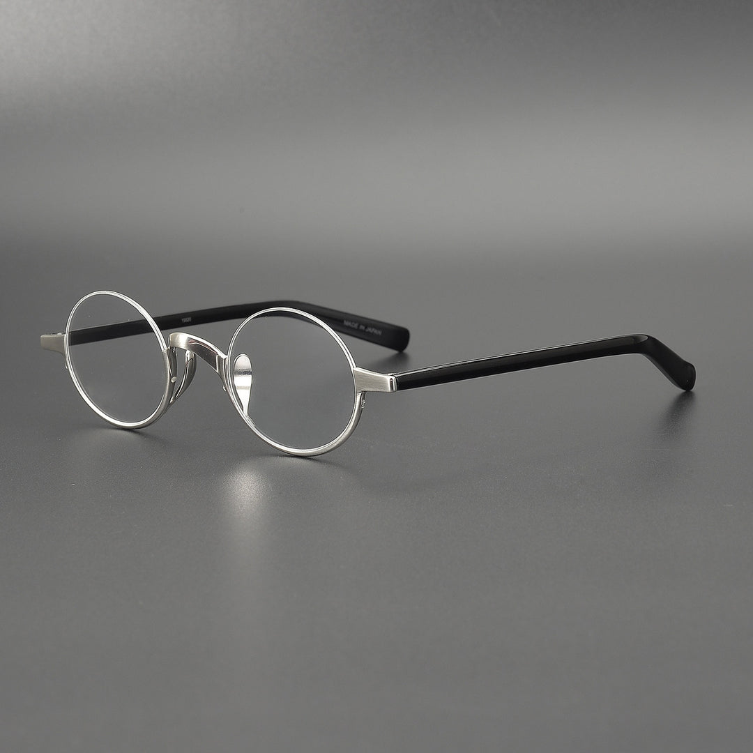 Muzz Men's Semi Rim Acetate Titanium Frame Eyeglasses 80 Semi Rim Muzz Silver