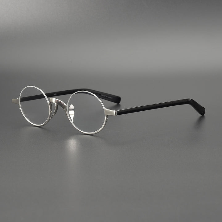 Muzz Men's Semi Rim Acetate Titanium Frame Eyeglasses 80 Semi Rim Muzz Silver
