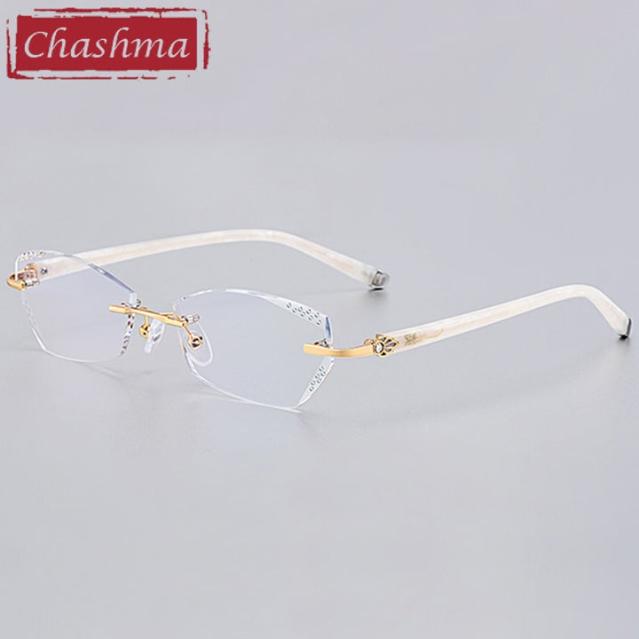 Chashma Women's Rimless Rectangle Titanium Frame Eyeglasses 58069 Rimless Chashma Gold  Transparent  