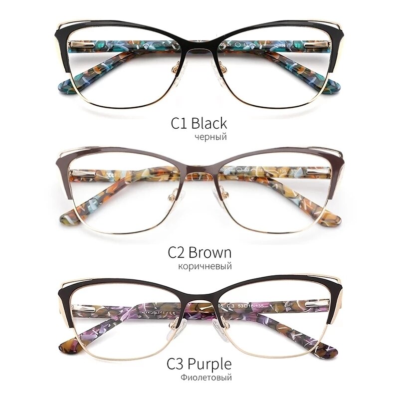 Kansept Women's Full Rim Cat Eye Stainless Steel Acetate Reading Glasses 8805 Reading Glasses Kansept