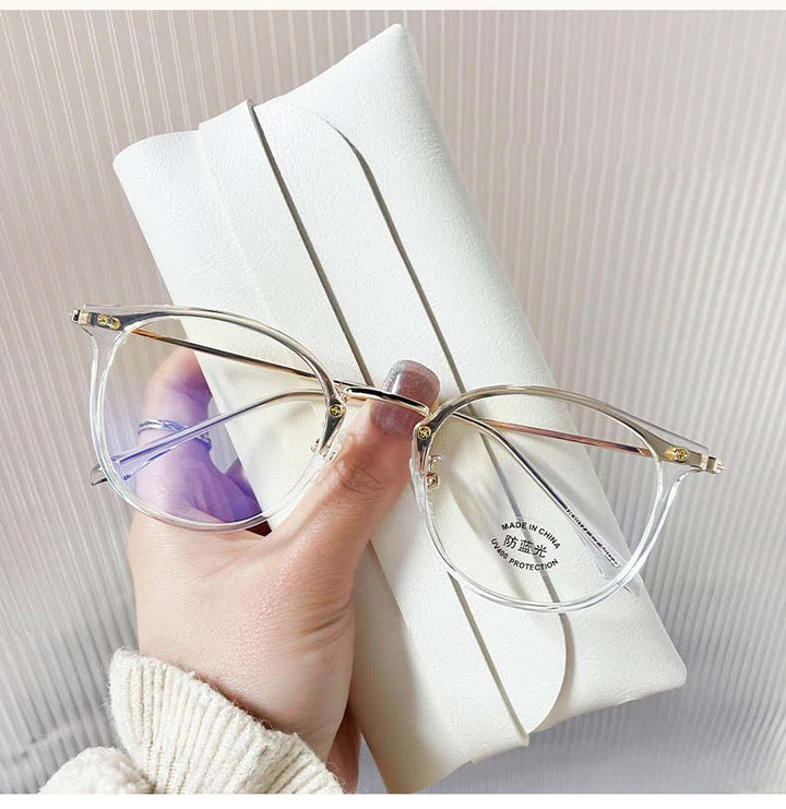 CCspace Unisex Full Rim Round Cat Eye Tr 90 Titanium Eyeglasses 55897 Full Rim CCspace Clear China