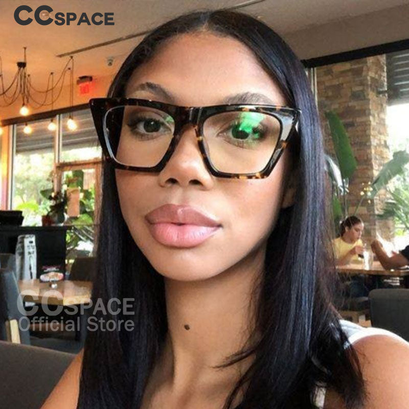 CCspace Women's Full Rim Oversized Square Cat Eye Resin Frame Eyeglasses 54133 Full Rim CCspace
