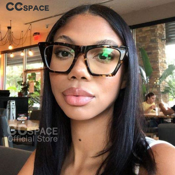 CCspace Women's Full Rim Oversized Square Cat Eye Resin Frame Eyeglasses 54133 Full Rim CCspace