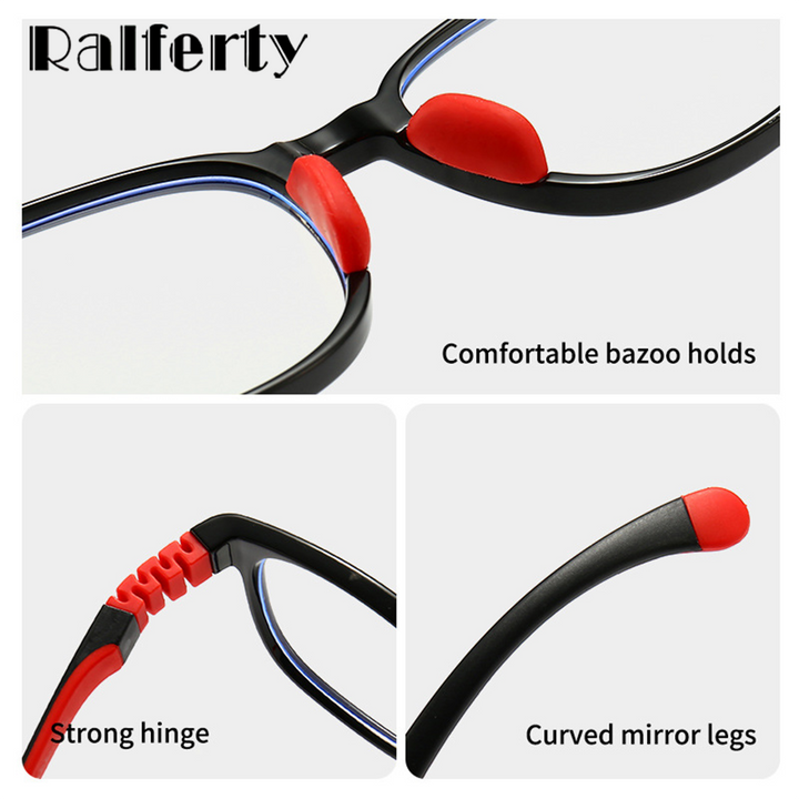 Ralferty Unisex Children's Full Rim Round Square Tr 90 Silicone Eyeglasses M91029 Full Rim Ralferty   