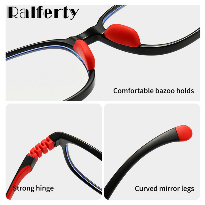 Ralferty Unisex Children's Full Rim Round Square Tr 90 Silicone Eyeglasses M91029 Full Rim Ralferty