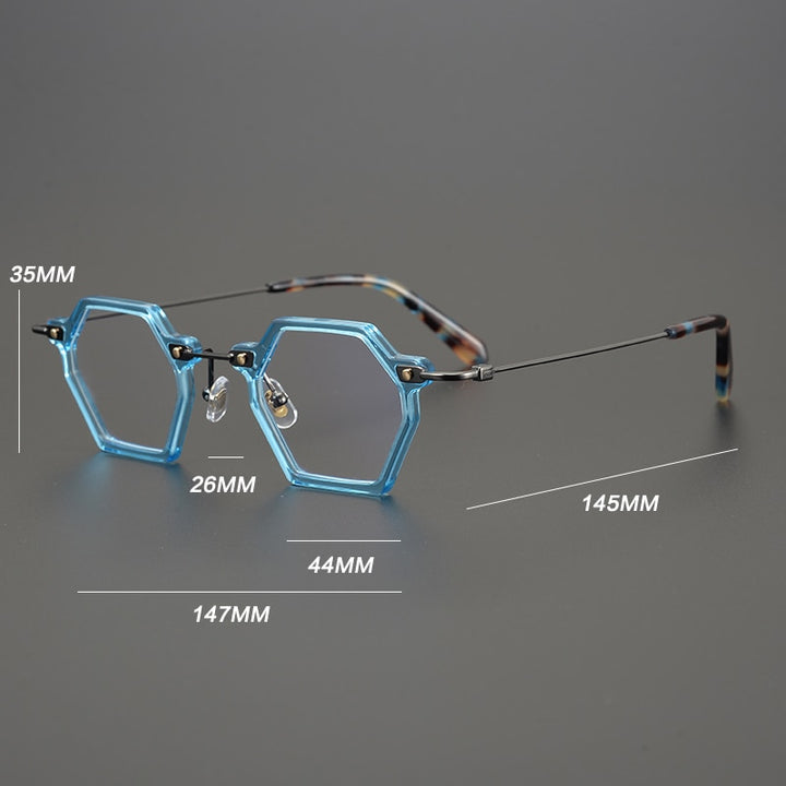 Gatenac Unisex Full Rim Polygonal Square Titanium Acetate Frame Eyeglasses Gxyj754 Full Rim Gatenac