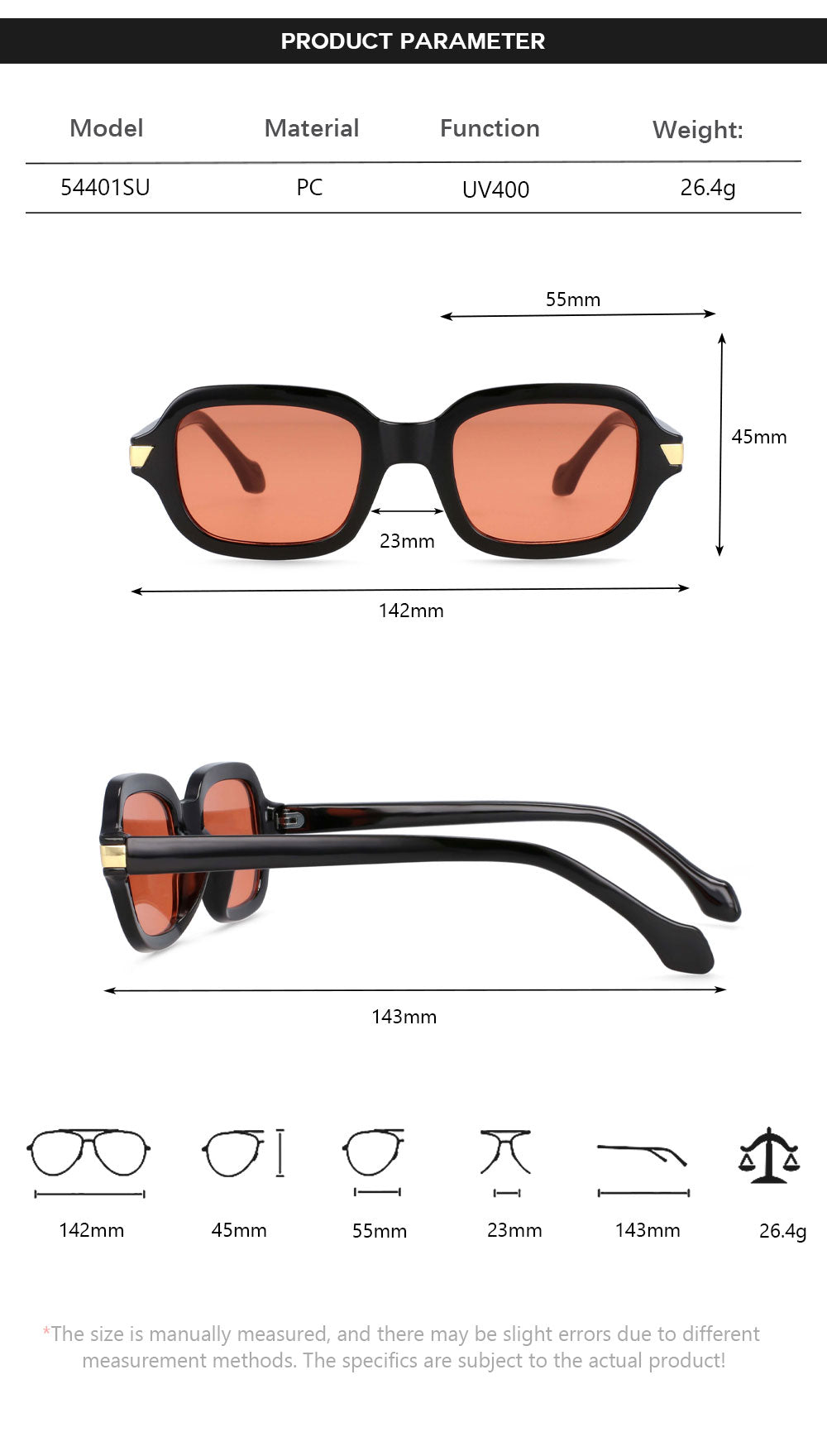 CCspace Unisex Full Rim Square Resin Alloy Frame Punk Sunglasses 54401 Sunglasses CCspace Sunglasses