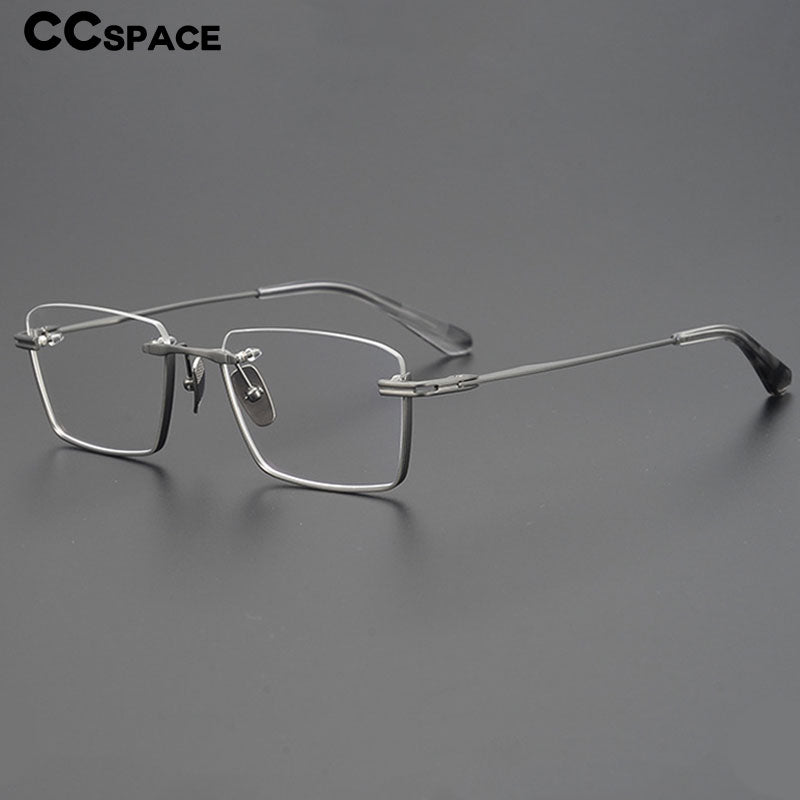 CCspace Unisex Semi Rim Square Handcrafted Titanium Eyeglasses 55634 Full Rim CCspace