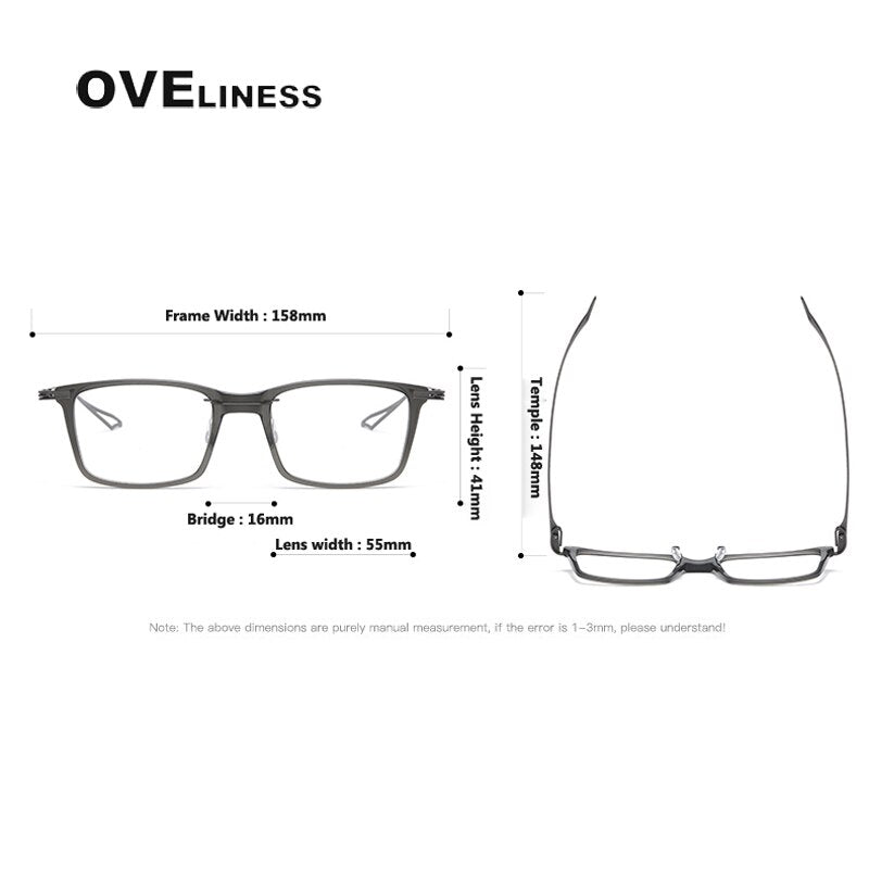 Oveliness Unisex Full Rim Square Acetate Titanium Eyeglasses Act-Seven Full Rim Oveliness