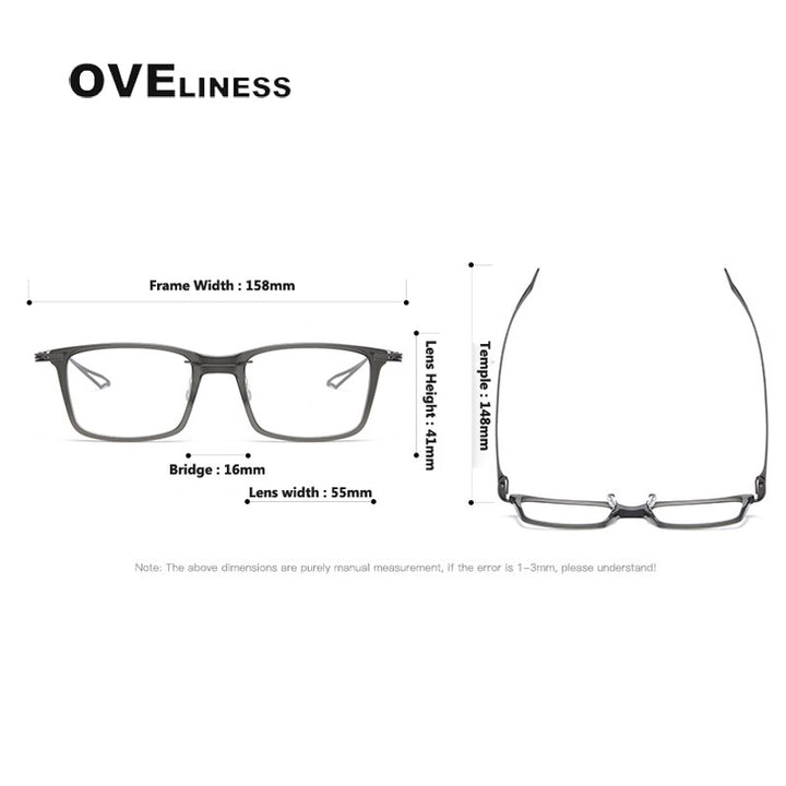 Oveliness Unisex Full Rim Square Acetate Titanium Eyeglasses Act-Seven Full Rim Oveliness