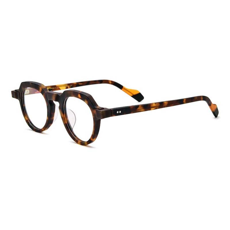 CCspace Unisex Full Rim Irregular Round Acetate Eyeglasses 54702 Full Rim CCspace Matte leopard China