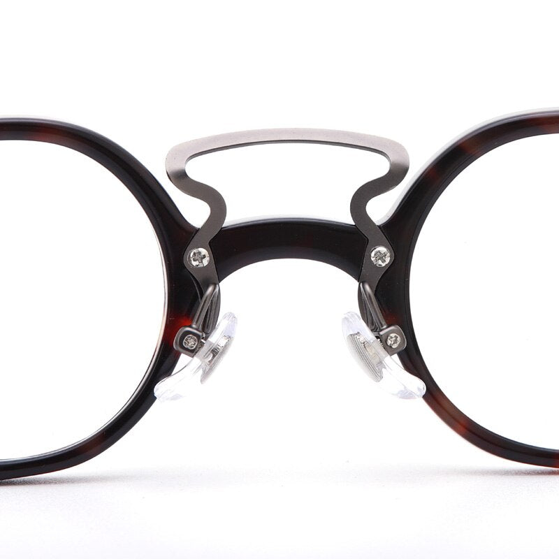 Muzz Men's Full Rim Round Double Bridge Acetate Frame Eyeglasses W3109V Full Rim Muzz
