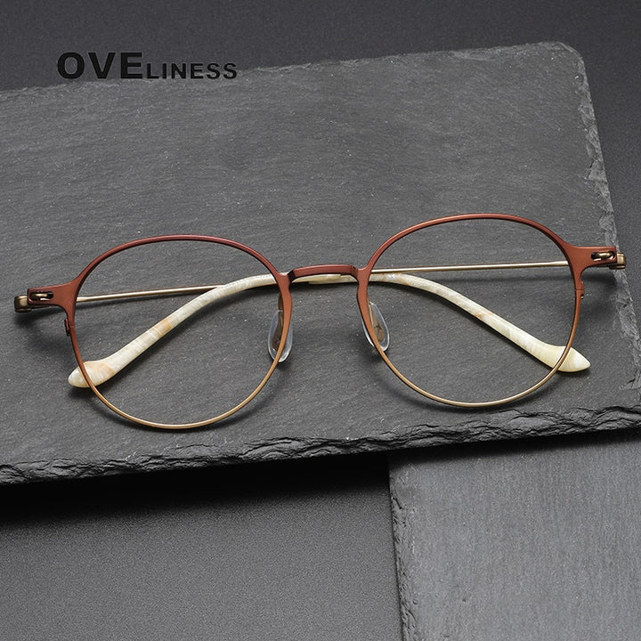 Oveliness Unisex Full Rim Round Titanium Eyeglasses 8202315 Full Rim Oveliness