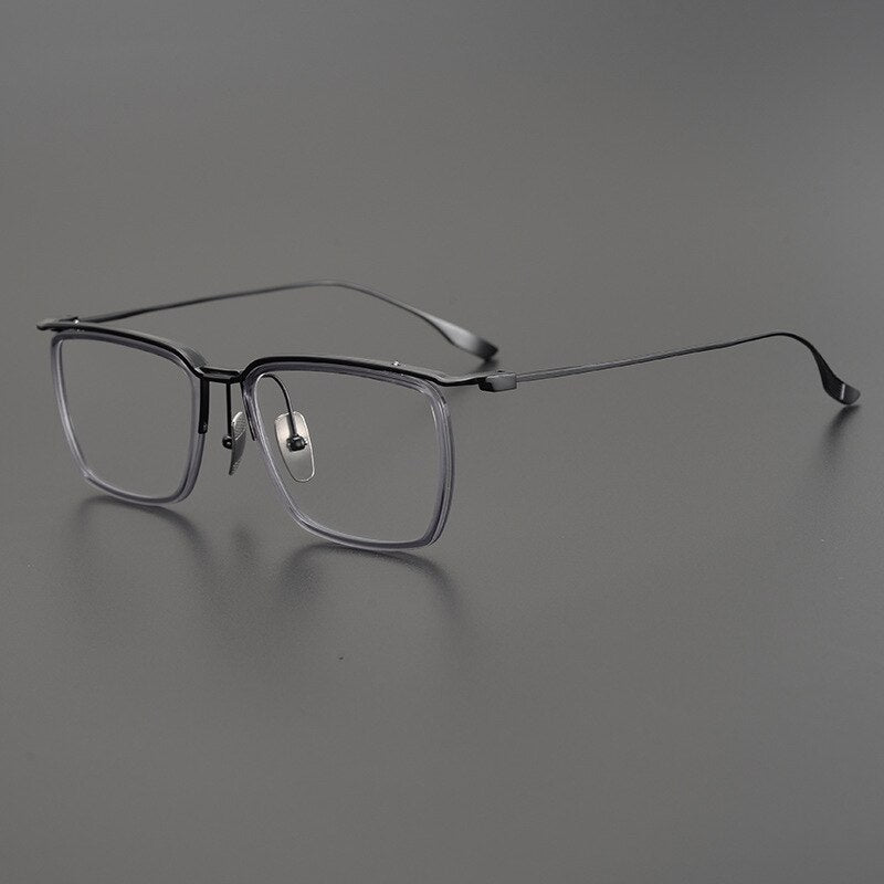 Gatenac Unisex Full Rim Square Titanium Eyeglasses Gxyj896 Full Rim Gatenac Gray Black