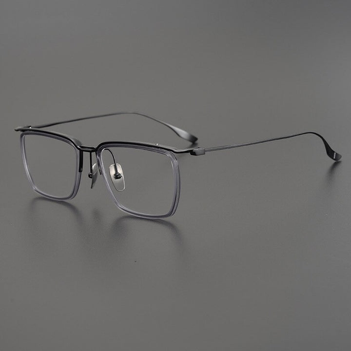 Gatenac Unisex Full Rim Square Titanium Eyeglasses Gxyj896 Full Rim Gatenac Gray Black
