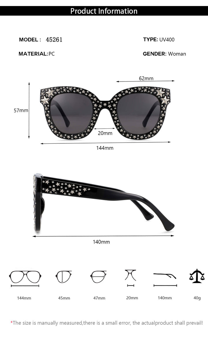 CCspace Women's Full Rim Cat Eye Square Acetate Frame Sunglasses 45261 Sunglasses CCspace Sunglasses